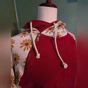 Red And Floral Ampersand Avenue Hooded Sweatshirt